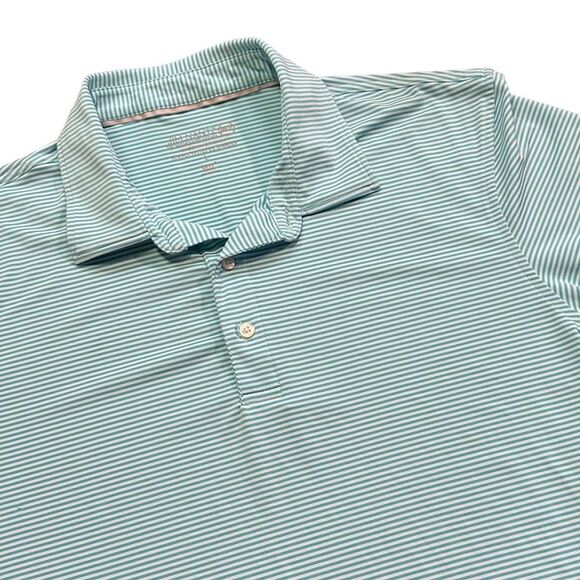 Vineyard Vines Jim Nantz‎ Performance Blue Stripe brr Cooling Polo Shirt Mens L - Picture 1 of 6